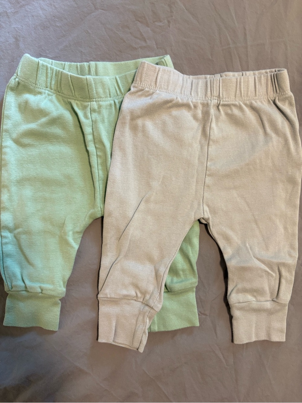 Small Story 3-6M Organic Cotton Pants Set - Sage Green & Gray